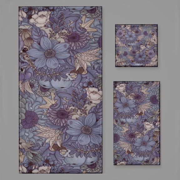 The Wild Side Avender Ice Bath Towel Sets For Bathroom Hand Towels Fingertip Towels 3 Piece Soft Absorbent For Bathroom Kitchen Hotel Beach