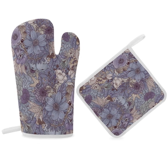 The Wild Side Avender Ice Oven Gloves And Pots Stand Set Oven Gloves And Pot Racks Pot Racks And Oven Gloves Set