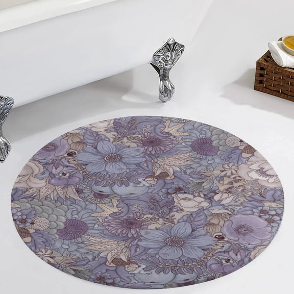 The Wild Side Avender Ice Round Carpet Circle Rug Outdoor Patio Area Rug Washable Large Area Rugs Hallway Room Decor Fitness Mats