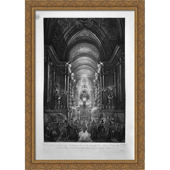 The Windmill at Castel S. Angelo, design of L Despres 28x40 Large Gold Ornate Wood Framed Canvas Art by Giovanni Battista Piranesi