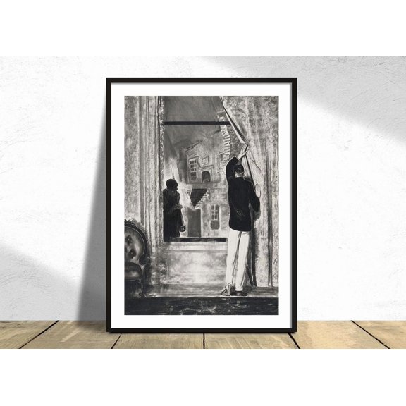 The Window George Wesley Bellows Reproduction Old Illustration Vintage BW Modern Art American Realism Unframed Paper Print