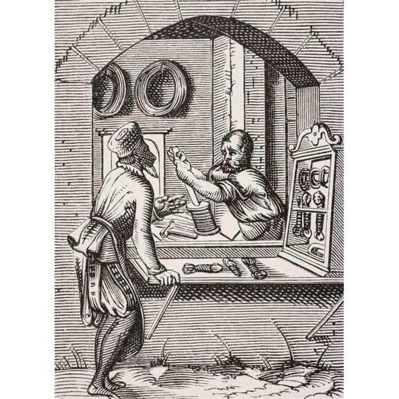 The Wire Worker 19th Century Reproduction of 16th Century Woodcut by Jost Amman Poster Print