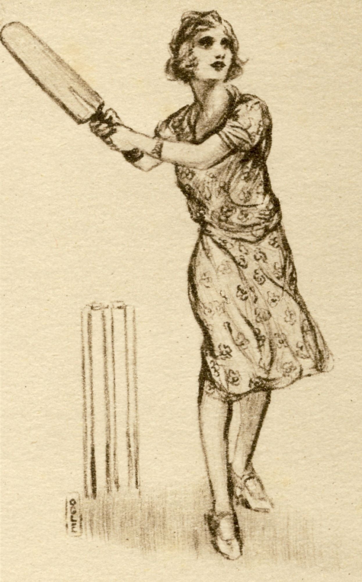 The Wireless Uncles Annual 1924 Lady cricketer Canvas Art - Unknown (18 x 24)