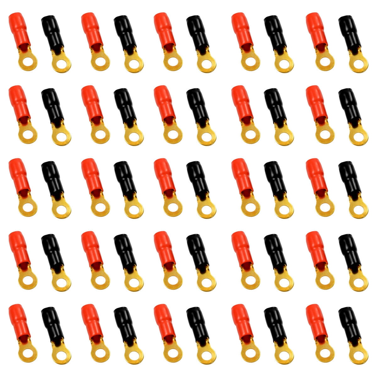 The Wires Zone 4 Gauge 5/16" Gold Plated Ring Terminals - 50 pack