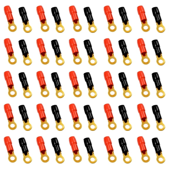 The Wires Zone 4 Gauge 5/16" Gold Plated Ring Terminals - 50 pack