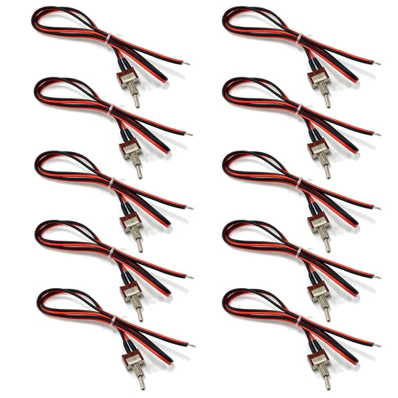 The Wires Zone Heavy Duty Pre Wired 6A 12V DC On/Off Toggle Switch - (10 pack)