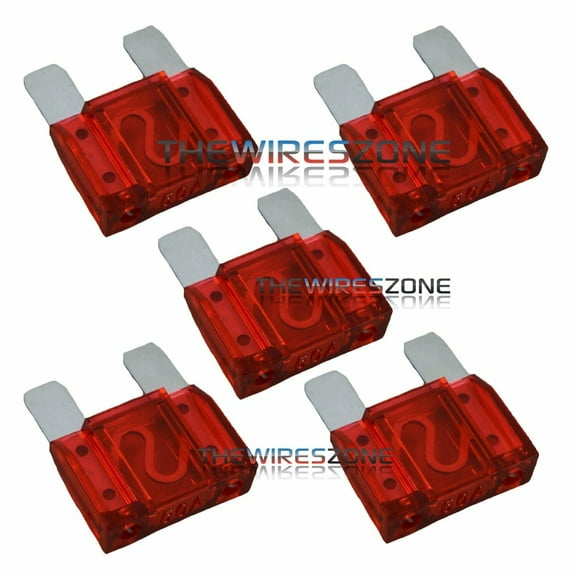 The Wires Zone MAXIF50, 50 Amp, 32 Volts Large Blade Style MAXI Electrical Fuse, 5-Piece Pack