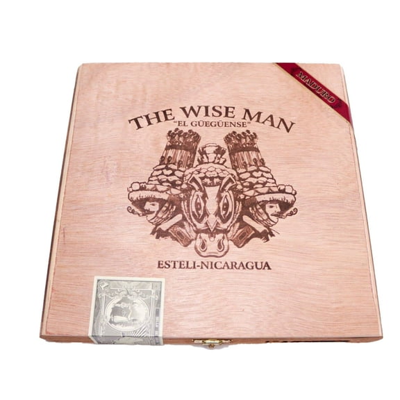 The Wise Man El Gueguense Lancero Empty Wood Cigar Box 9" x 8.75" x 1.25"