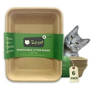 The Wit Cat Disposable Litter Boxes, Large Size, 6-Pack, Leakproof, Sturdy and Eco-Friendly