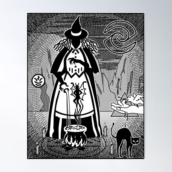 The Witch And The Misfit W Transparent Background Poster Wall Art, Modern Wall Decor For Living Room Bedroom, 12x18 UNFRAMED