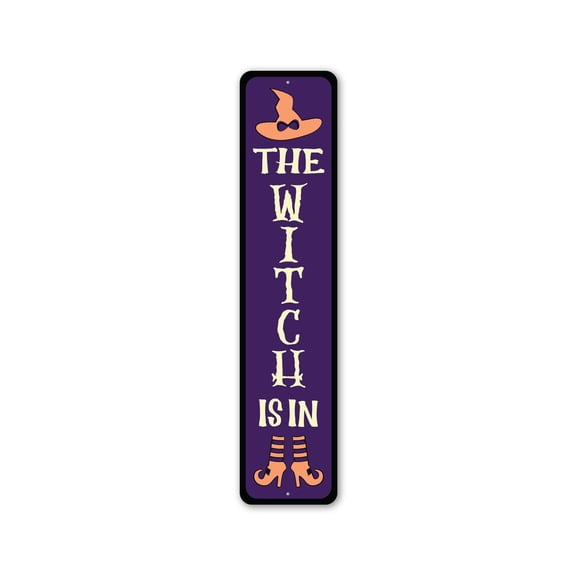 The Witch Is In Aluminum Metal Decor Sign - 4x18 inches