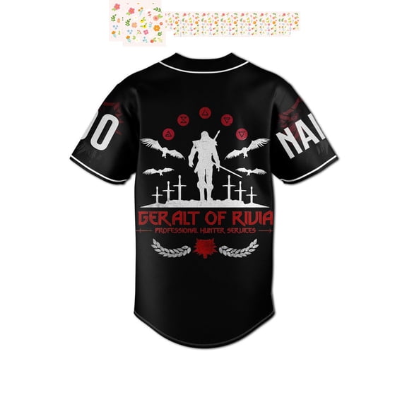 The Witcher Geralt Of Rivia Professional Hunter Services Personalized Baseball Jersey