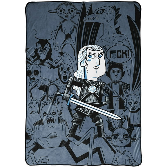 The Witcher Monsters 62x90 Grey Silk Touch Microfiber Blanket