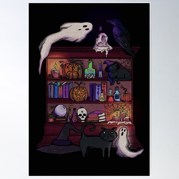 The Witches Library Poster Wall Art, Modern Wall Decor For Living Room Bedroom, 8x12 UNFRAMED