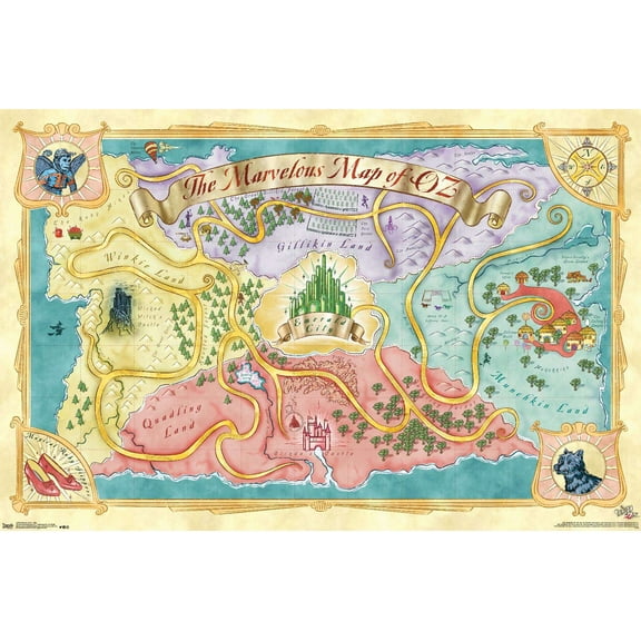 The Wizard Of Oz - Map Wall Poster, 14.725" x 22.375"