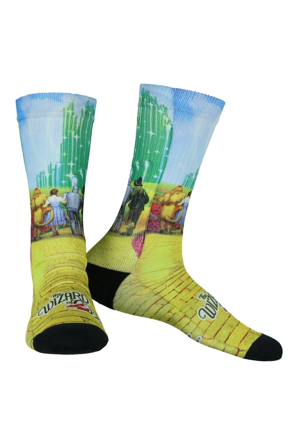 The Wizard Of Oz Socks Men's Yellow Brick Road Sublimated Crew Sock.