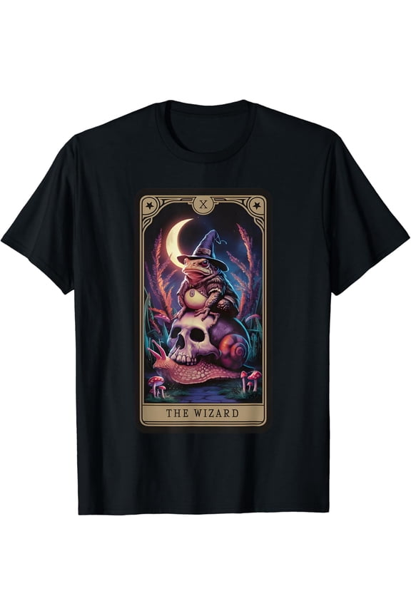 The Wizard Tarot Witchy Frog Riding Skull Snail Goblincore T-Shirt