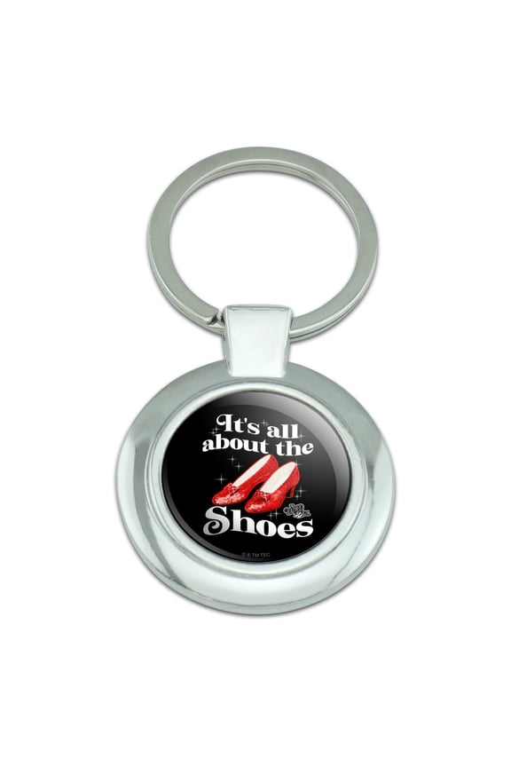 The Wizard of Oz All About the Shoes Keychain Classy Round Chrome Plated Metal