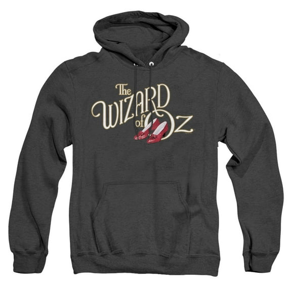 The Wizard of Oz Classic Logo Unisex Adult Pull-Over Heather Hoodie, Black Heather, Large