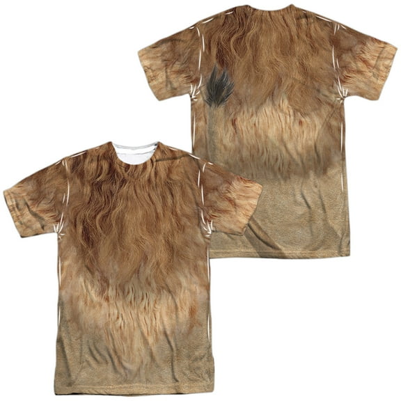 The Wizard of Oz Cowardly Lion Costume Unisex Adult Sublimated T Shirt (X-Large) White (Front/Back)