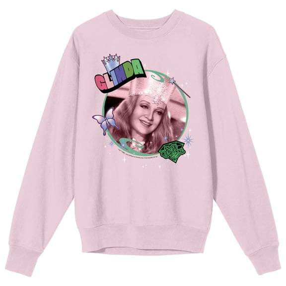 The Wizard of Oz Glinda the Good Witch Adult Pink Crew Neck Sweatshirt-Medium