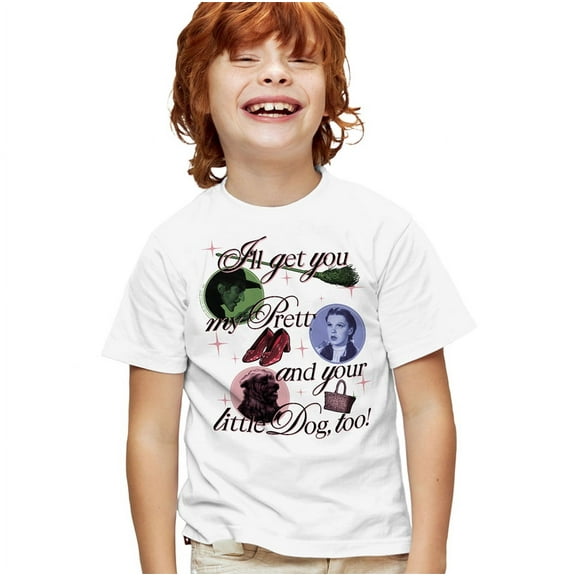 The Wizard of Oz I'll Get You My Pretty Kids T Shirt for Youth Boys and Girls, White, Medium