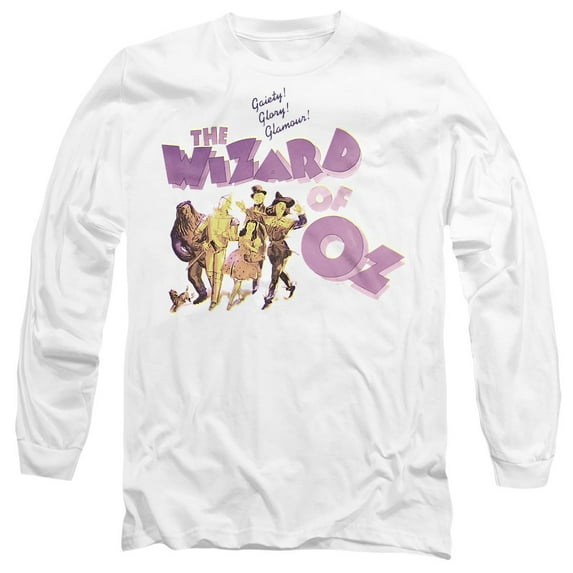The Wizard of Oz Retro Logo Unisex Adult Long-Sleeve T Shirt, White, X-Large