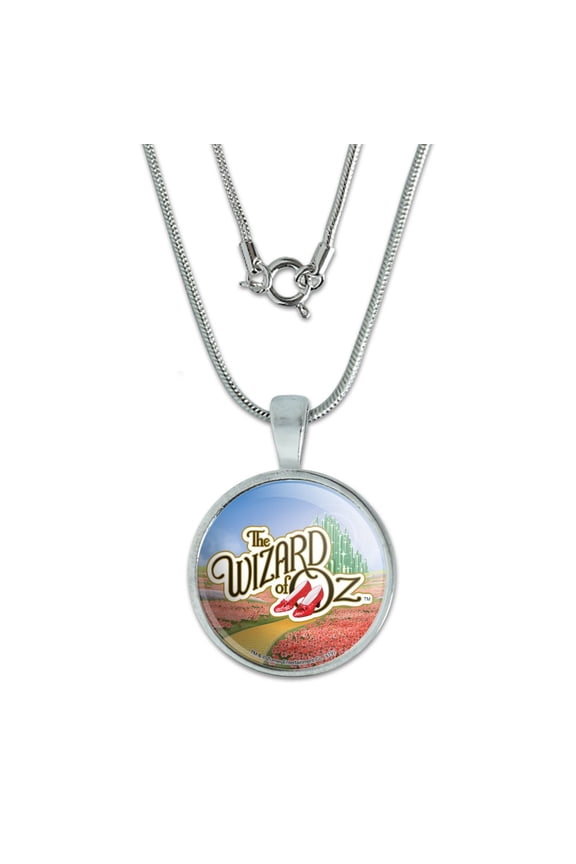 The Wizard of Oz Ruby Slippers Logo 0.75" Pendant with Sterling Silver Plated Chain