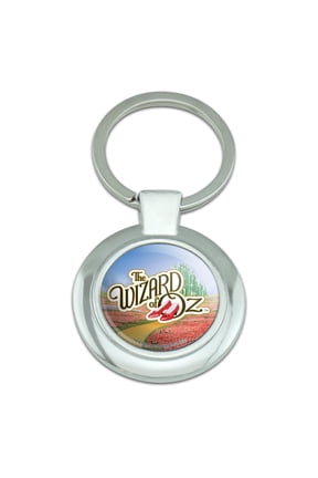 The Wizard of Oz Ruby Slippers Logo Keychain Classy Round Chrome Plated Metal