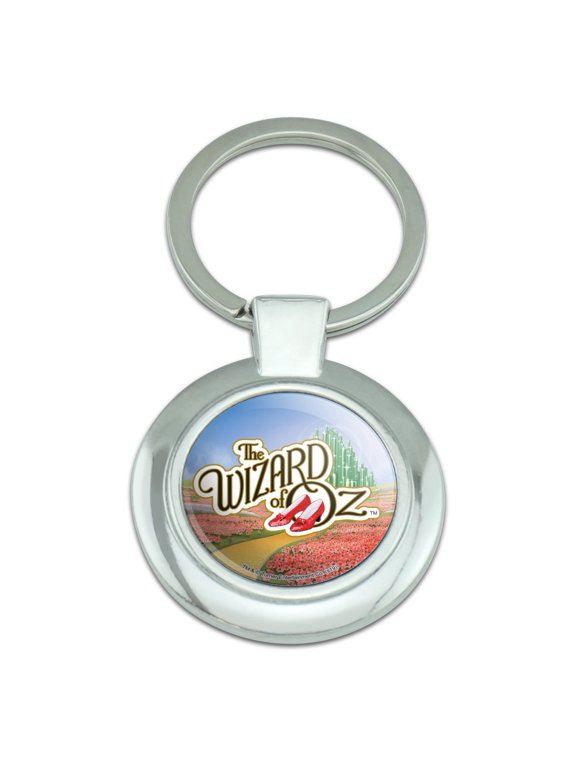 The Wizard of Oz Ruby Slippers Logo Keychain Classy Round Chrome Plated Metal