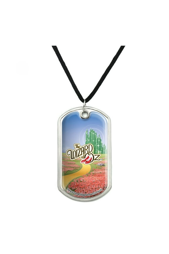 The Wizard of Oz Ruby Slippers Logo Military Dog Tag Pendant Necklace with Cord