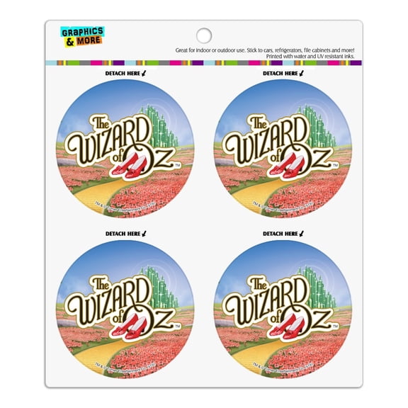 The Wizard of Oz Ruby Slippers Logo Refrigerator Fridge Locker Vinyl Circle Magnet Set