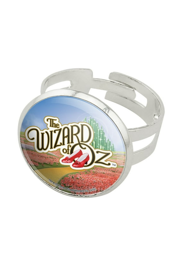 The Wizard of Oz Ruby Slippers Logo Silver Plated Adjustable Novelty Ring