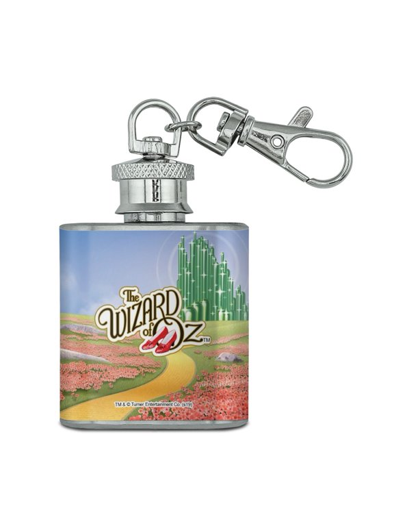 The Wizard of Oz Ruby Slippers Logo Stainless Steel 1oz Mini Flask Key Chain