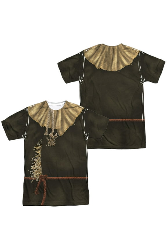 The Wizard of Oz Scarecrow Costume Unisex Adult Sublimated T Shirt (X-Large) White (Front/Back)
