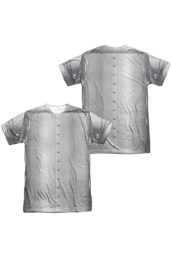 The Wizard of Oz Tin Man Costume Unisex Adult Sublimated T Shirt (Small) White (Front/Back)