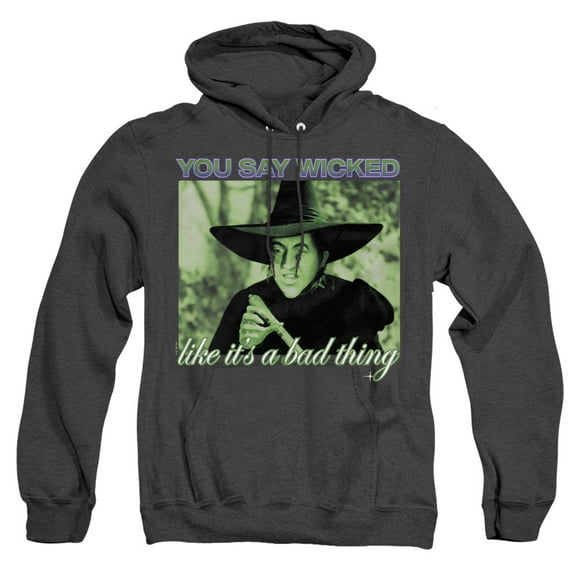 The Wizard of Oz Wicked Witch Unisex Adult Pull-Over Heather Hoodie, Black Heather, Small
