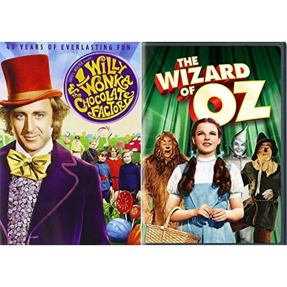 The Wizard of Oz & Willy Wonka & the Chocolate Factory Musical DVD Set / Classic Family Movie Bundle Double Feature