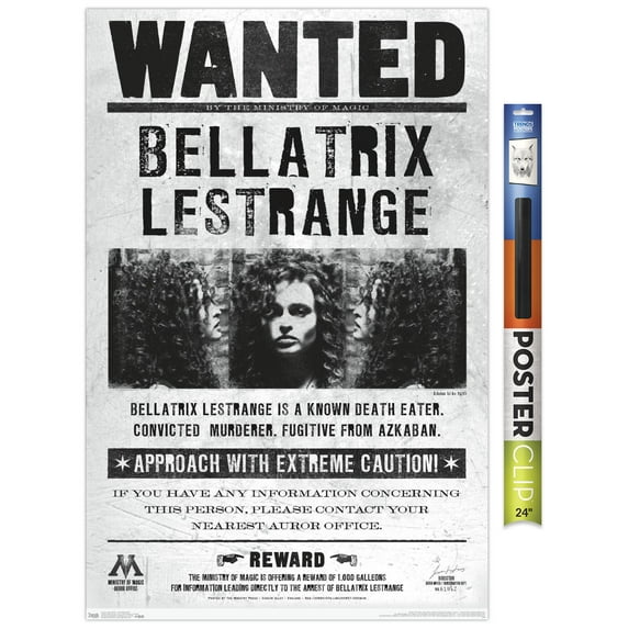 The Wizarding World: Harry Potter - Bellatrix Wanted Poster Wall Poster, 22.375" x 34"