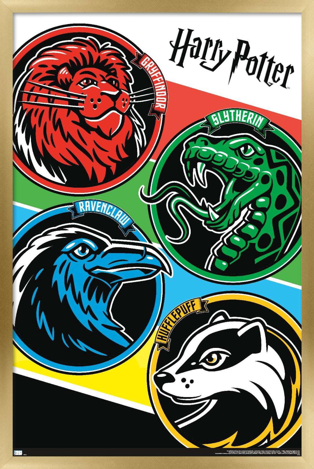 The Wizarding World: Harry Potter - Color Crests Wall Poster, 22.375" x 34", Framed