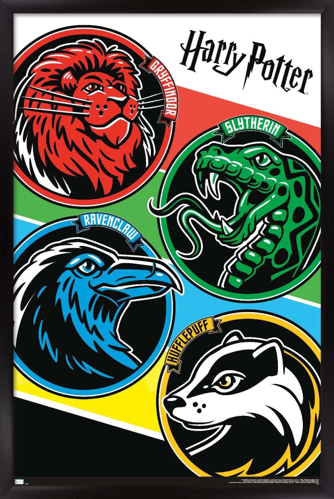The Wizarding World: Harry Potter - Color Crests Wall Poster, 22.375" x 34", Framed