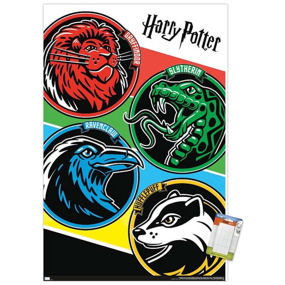 The Wizarding World: Harry Potter - Color Crests Wall Poster, 22.375" x 34"