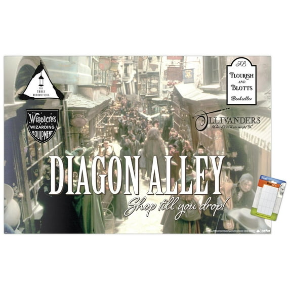 The Wizarding World: Harry Potter - Diagon Alley Shops Wall Poster, 22.375" x 34"