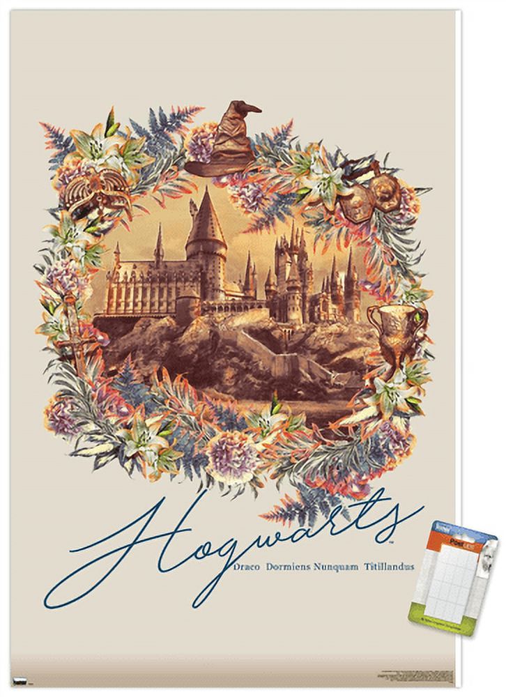 The Wizarding World: Harry Potter - Floral Hogwarts Wall Poster, 22.375 ...