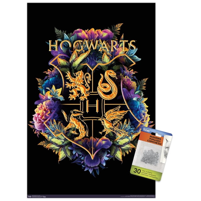 The Wizarding World: Harry Potter - Floral House Crests Wall Poster ...