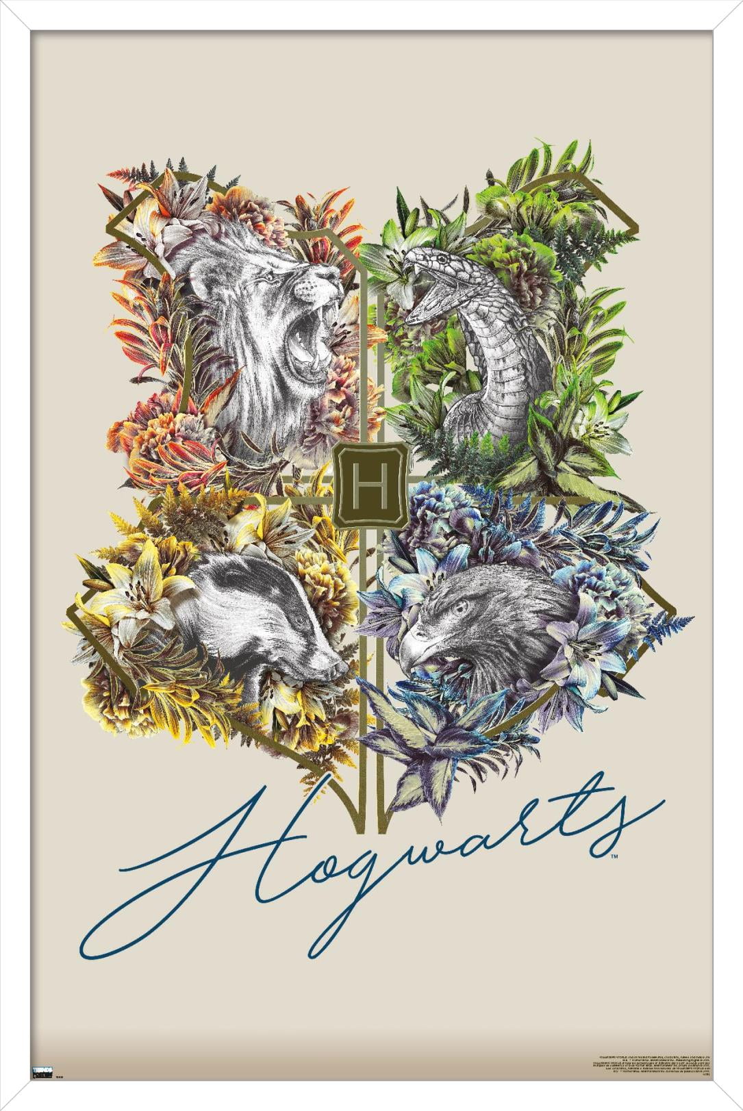 The Wizarding World: Harry Potter - Flower House Crest Wall Poster, 14.725" x 22.375", Framed
