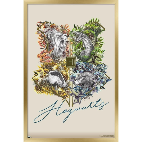 The Wizarding World: Harry Potter - Flower House Crest Wall Poster, 22.375" x 34", Framed