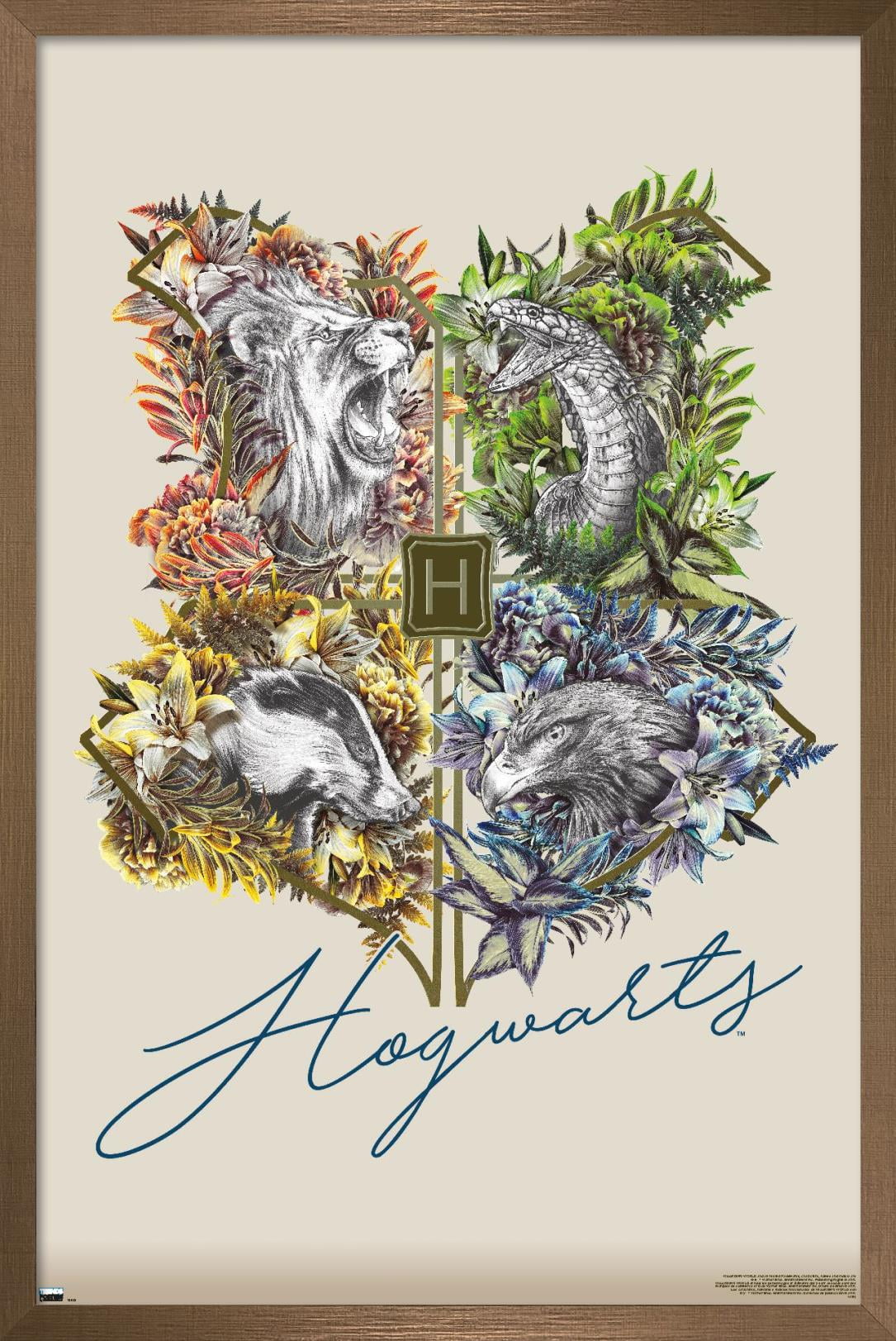 The Wizarding World: Harry Potter - Flower House Crest Wall Poster, 22.375" x 34", Framed