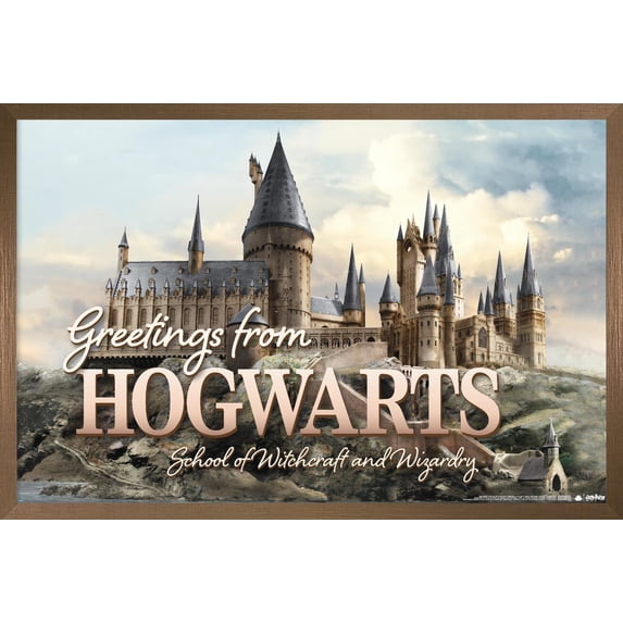 The Wizarding World: Harry Potter - Greetings From Hogwarts Wall Poster, 14.725" x 22.375" Framed