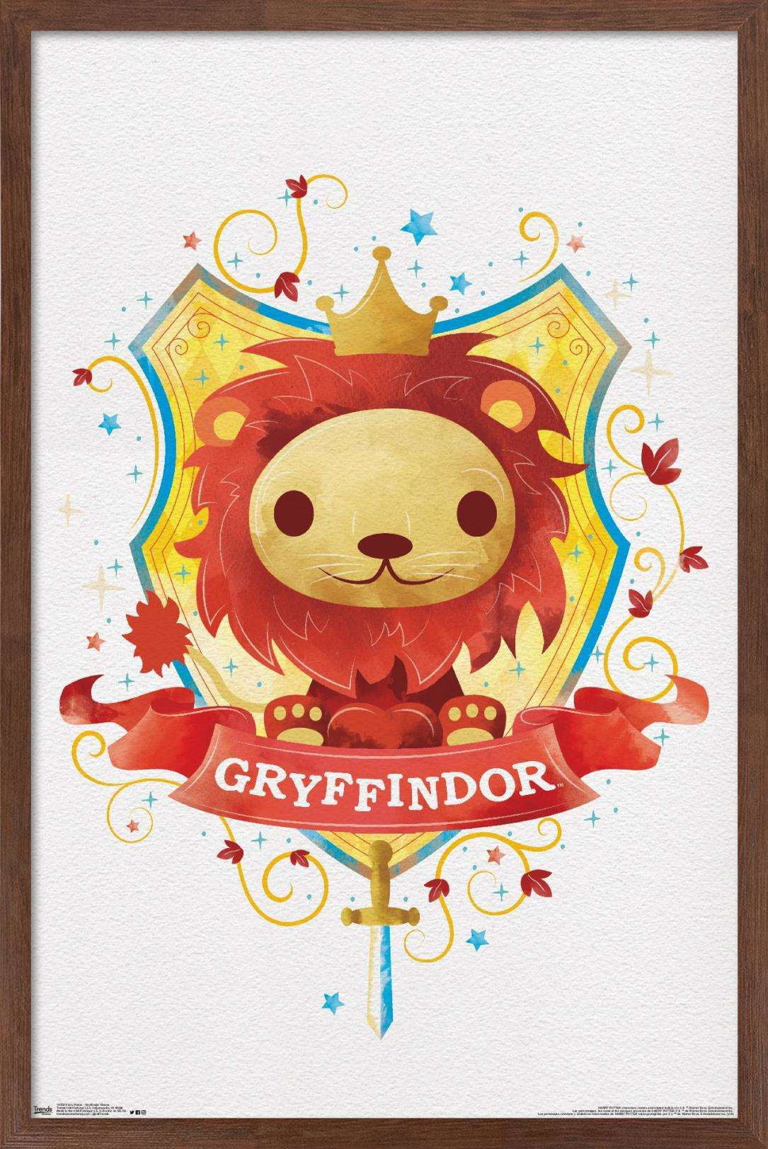 The Wizarding World: Harry Potter - Gryffindor Charm Wall Poster, 14.725" x 22.375", Framed
